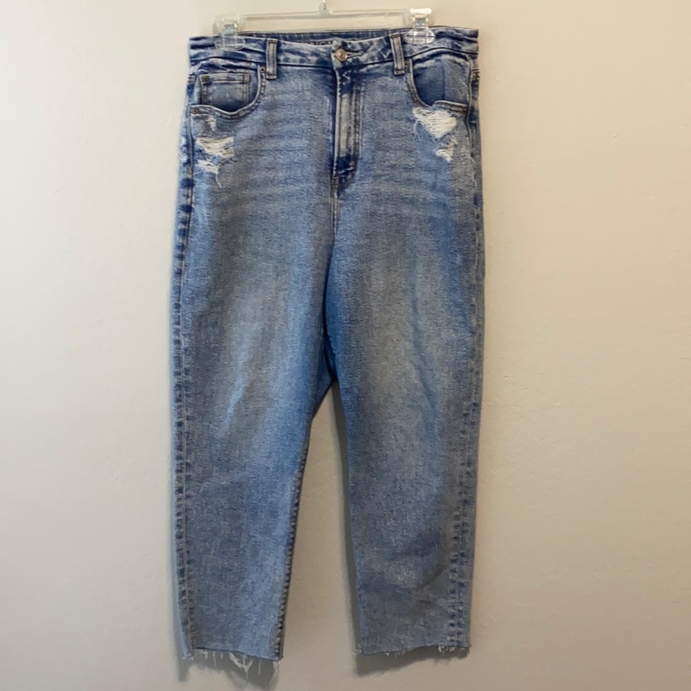 American Eagle Distressed Curvy Mom Jeans Extra Short